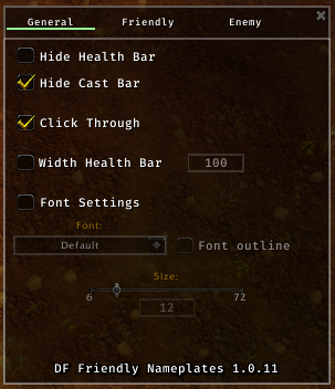 First window of DF Friendly Nameplates Options