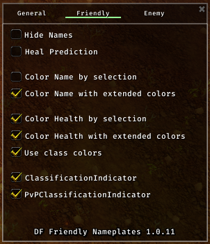 Second window of DF Friendly Nameplates Options